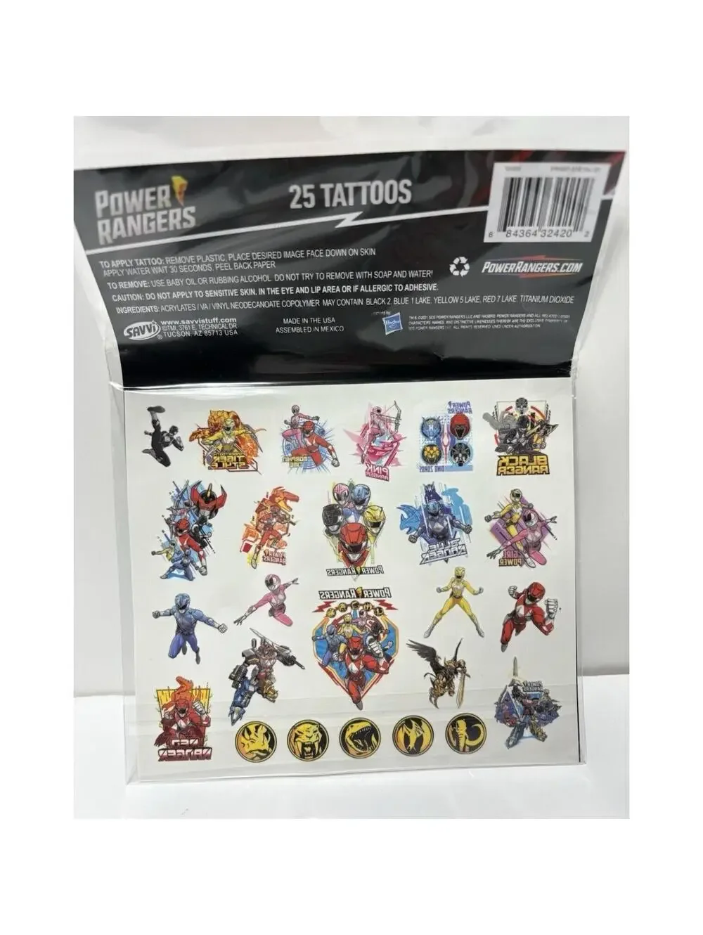 Original Power Rangers Temporary Tattoos 25ct NEW Sealed Vintage Style Megazord
